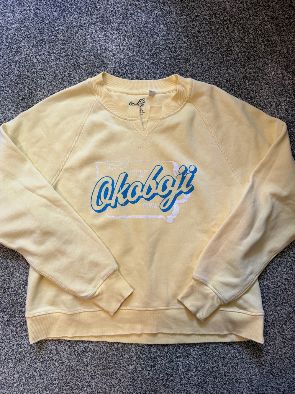 Okoboji Script Crewneck Sweatshirt - Pale Yellow